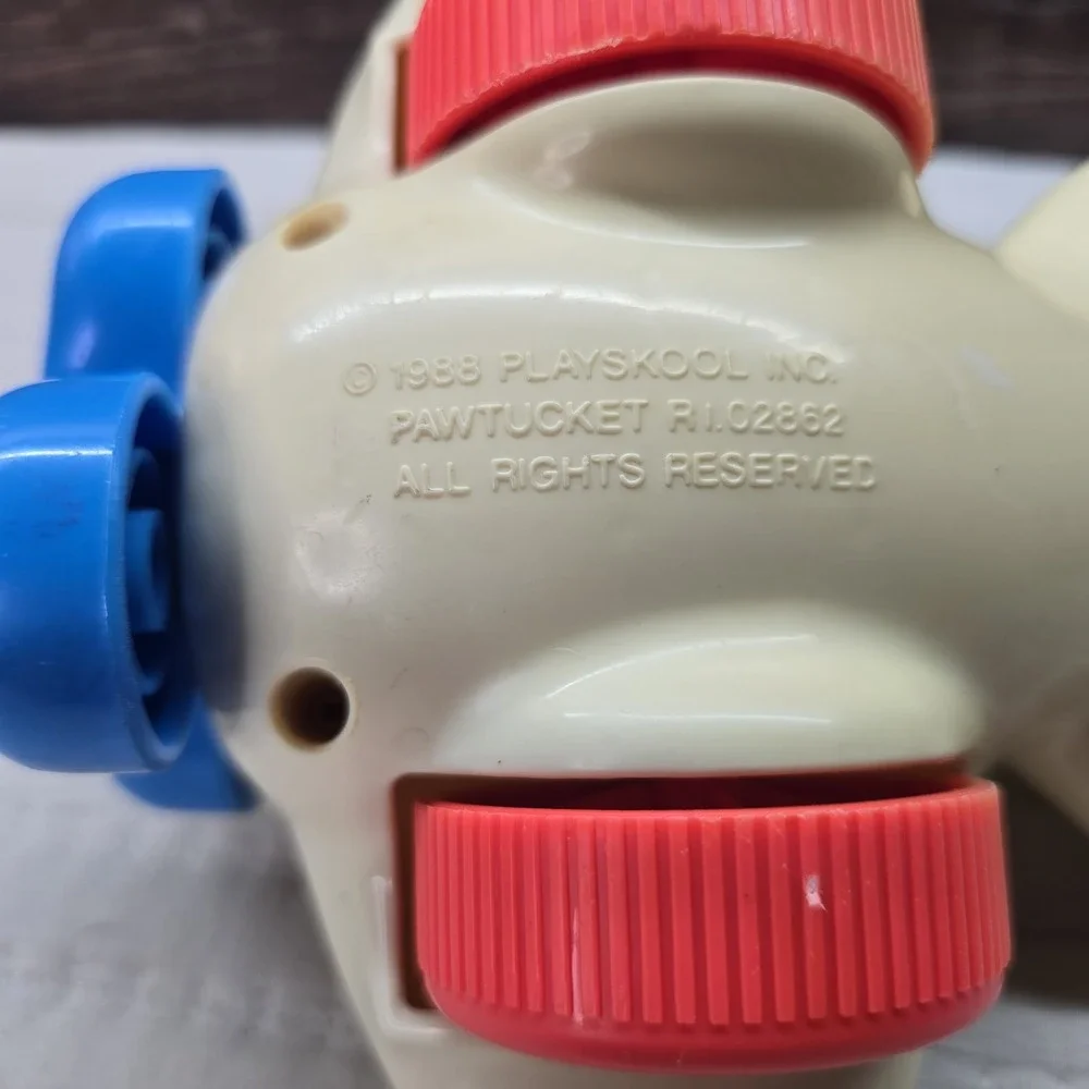 Vintage Playskool Toy Plane Airplane 1988 Yellow‎ Blue Rattle Retro